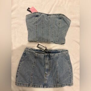 pretty little thing denim two piece